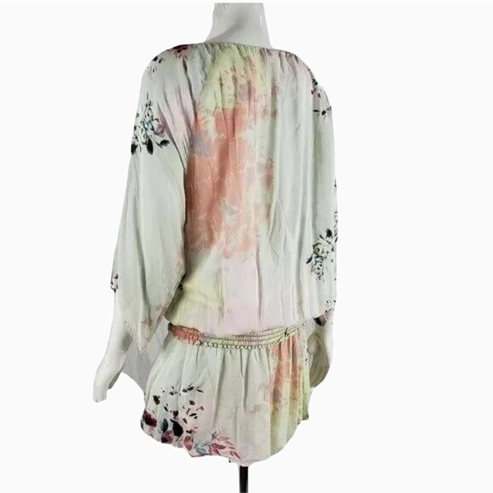 Dylan Tunic Kimono Sleeve Top Smocked Waist Oversize Floral Print Small - Picture 3 of 12